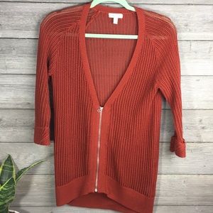 UO SILENCE + NOISE • Rust mesh zip up sweater XS